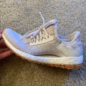 ADIDAS White & Light Gray Pure Boosts